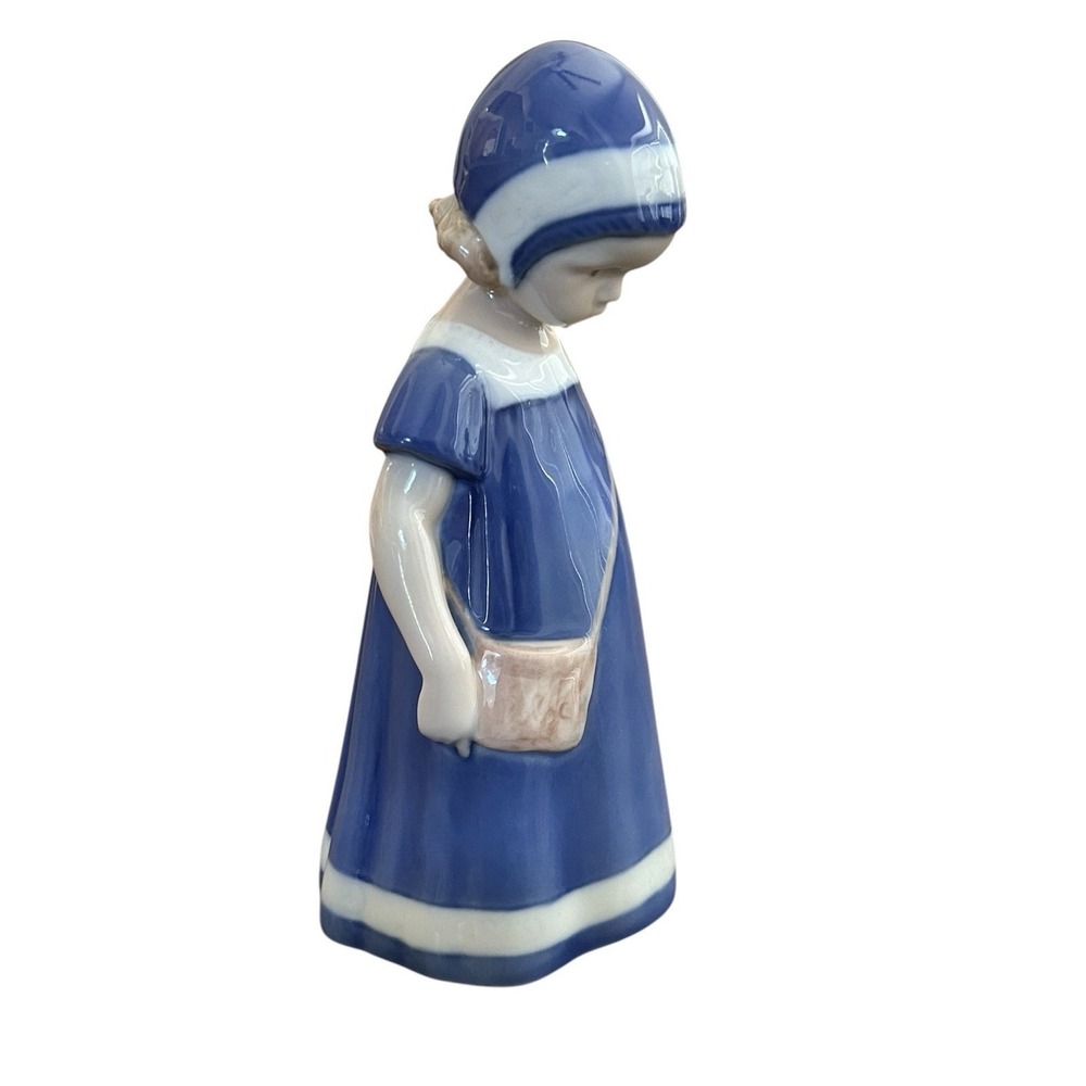 B&G Bing & Grondahl 1574 ELSE Girl Blue Dress Porcelain Figurine Denmark Vintage